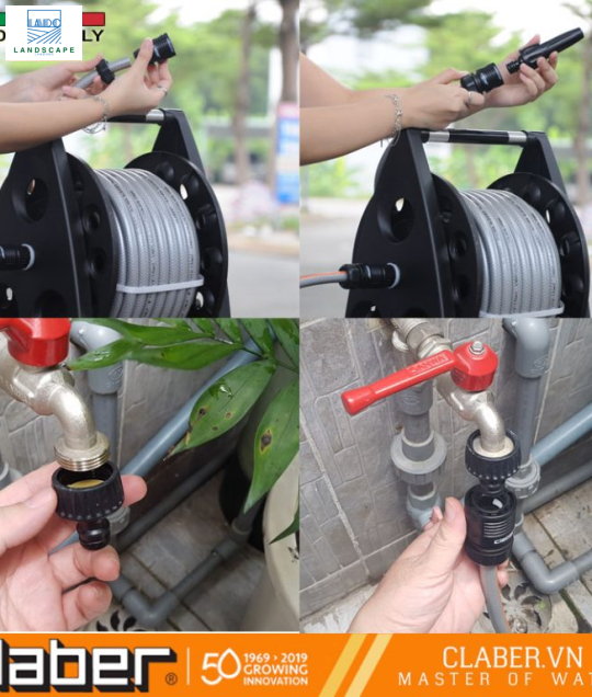 Cuộn vòi tưới cây 20m Claber Kiros Kit 8945