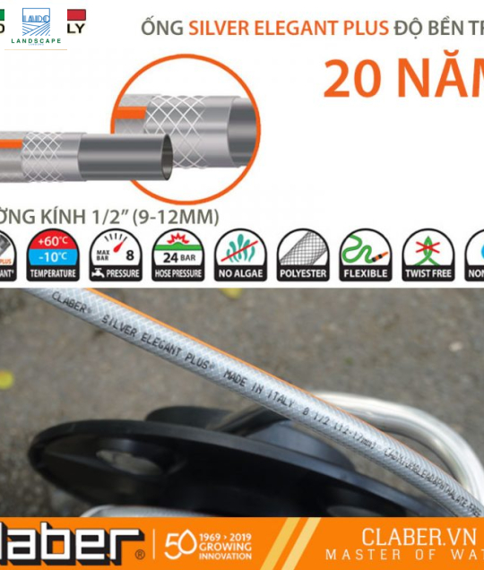 Cuộn vòi tưới cây 20m Claber Kiros Kit 8945
