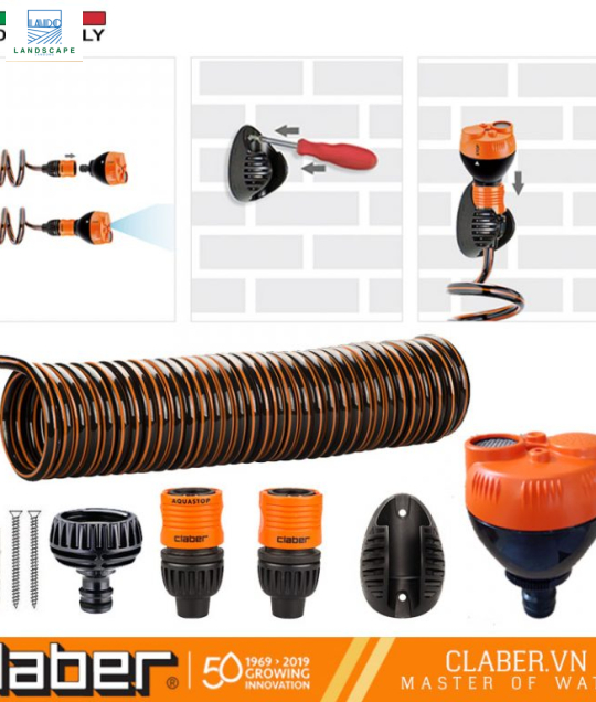 Bộ dây tưới xoắn ốc 15m Claber Spiral Kit Plus 9338
