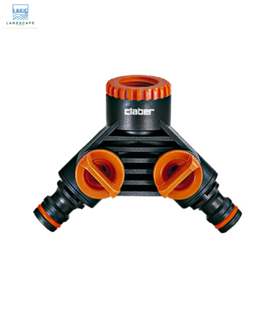 Đầu chia 2 ngã vòi nước ren trong 1/2”- 3/4” (21-27mm) đầu ra khớp nối nhanh Claber 8598
