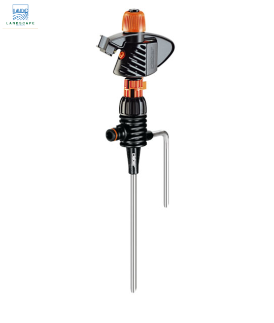Béc tưới cây phun mưa Claber tự xoay 0 – 360° chân cắm inox max 397m2 8707