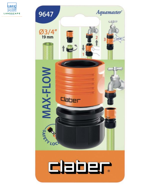 Khớp nối nhanh lưu lượng lớn ống mềm phi 3/4″ (19-25mm) Claber 9647