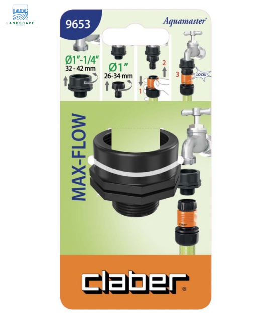 Đầu chuyển đổi ren trong 1/4″ ra ren ngoài 1″ (42mm-34mm) Claber 9653