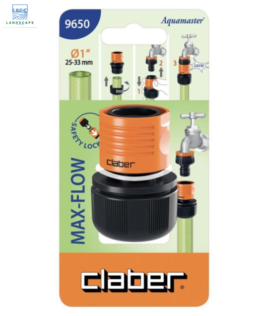 Khớp nối nhanh lưu lượng lớn ống mềm phi 1″ (25-33mm) Claber 9650